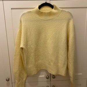 & Other Stories mock neck sweater in pale yellow, size S